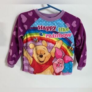 Y2K Disney Winnie The Pooh & Piglet Fleece Shirt Pyjama Play Rainbow
